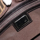 FENDI Zucca Canvas Mamma Baguette Shoulder Bag Black Brown Auth 184903SAM-21