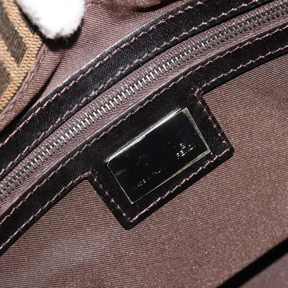 FENDI Zucca Canvas Mamma Baguette Shoulder Bag Black Brown Auth 184903SAM