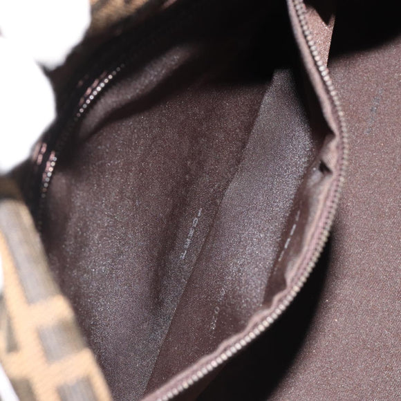 FENDI Zucca Canvas Mamma Baguette Shoulder Bag Black Brown Auth 184903SAM