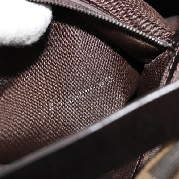 FENDI Zucca Canvas Mamma Baguette Shoulder Bag Black Brown Auth 184903SAM