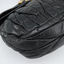 Miu Miu Matelasse Shoulder Bag Leather 2way Black Gold Auth 184904M-17