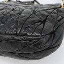 Miu Miu Matelasse Shoulder Bag Leather 2way Black Gold Auth 184904M-18