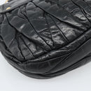 Miu Miu Matelasse Shoulder Bag Leather 2way Black Gold Auth 184904M-19