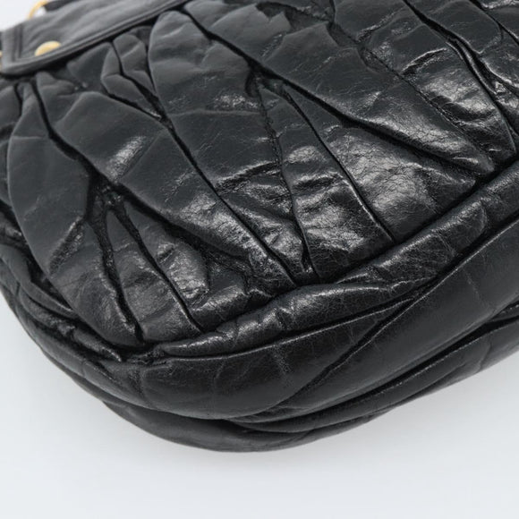Miu Miu Matelasse Shoulder Bag Leather 2way Black Gold Auth 184904M