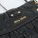 Miu Miu Matelasse Shoulder Bag Leather 2way Black Gold Auth 184904M-20