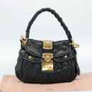 Miu Miu Matelasse Shoulder Bag Leather 2way Black Gold Auth 184904M-12