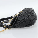 Miu Miu Matelasse Shoulder Bag Leather 2way Black Gold Auth 184904M-3