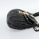 Miu Miu Matelasse Shoulder Bag Leather 2way Black Gold Auth 184904M-4