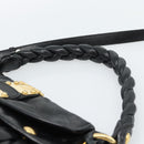 Miu Miu Matelasse Shoulder Bag Leather 2way Black Gold Auth 184904M-14