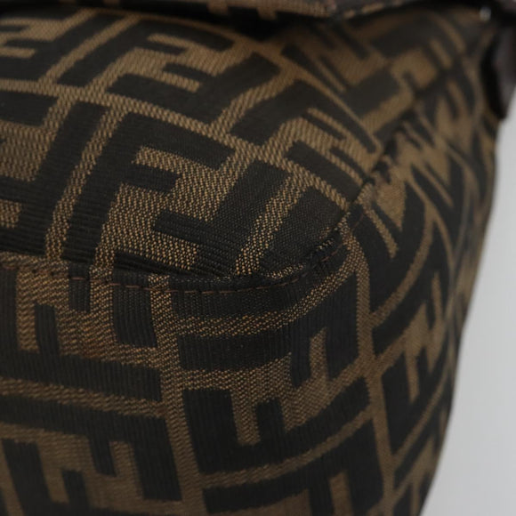 FENDI Zucca Canvas Mamma Baguette Shoulder Bag Black Brown Auth 184905SAM