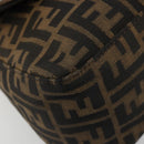 FENDI Zucca Canvas Mamma Baguette Shoulder Bag Black Brown Auth 184905SAM-11