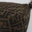 FENDI Zucca Canvas Mamma Baguette Shoulder Bag Black Brown Auth 184905SAM-12