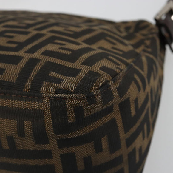FENDI Zucca Canvas Mamma Baguette Shoulder Bag Black Brown Auth 184905SAM