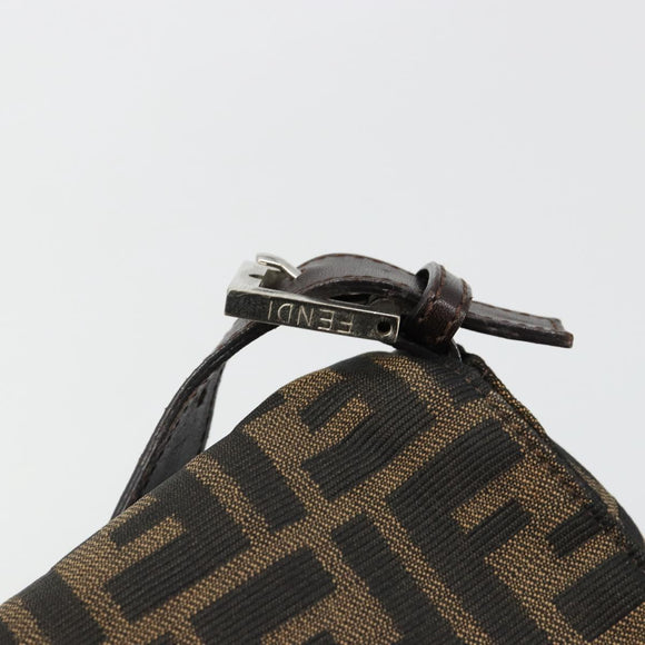 FENDI Zucca Canvas Mamma Baguette Shoulder Bag Black Brown Auth 184905SAM