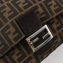 FENDI Zucca Canvas Mamma Baguette Shoulder Bag Black Brown Auth 184905SAM-15