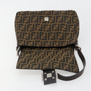FENDI Zucca Canvas Mamma Baguette Shoulder Bag Black Brown Auth 184905SAM-16