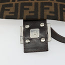 FENDI Zucca Canvas Mamma Baguette Shoulder Bag Black Brown Auth 184905SAM-17