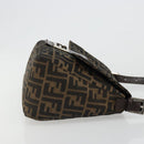 FENDI Zucca Canvas Mamma Baguette Shoulder Bag Black Brown Auth 184905SAM-4