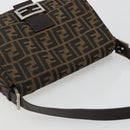FENDI Zucca Canvas Mamma Baguette Shoulder Bag Black Brown Auth 184905SAM-6