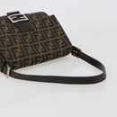 FENDI Zucca Canvas Mamma Baguette Shoulder Bag Black Brown Auth 184905SAM-7