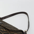 FENDI Zucca Canvas Mamma Baguette Shoulder Bag Black Brown Auth 184905SAM-8