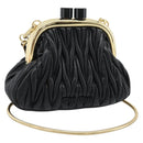 Miu Miu Bell Matelasse Chain Shoulder Bag Leather Black Gold Auth 184906SAM-1