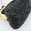 Miu Miu Bell Matelasse Chain Shoulder Bag Leather Black Gold Auth 184906SAM-15
