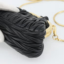 Miu Miu Bell Matelasse Chain Shoulder Bag Leather Black Gold Auth 184906SAM-16