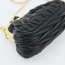 Miu Miu Bell Matelasse Chain Shoulder Bag Leather Black Gold Auth 184906SAM-17