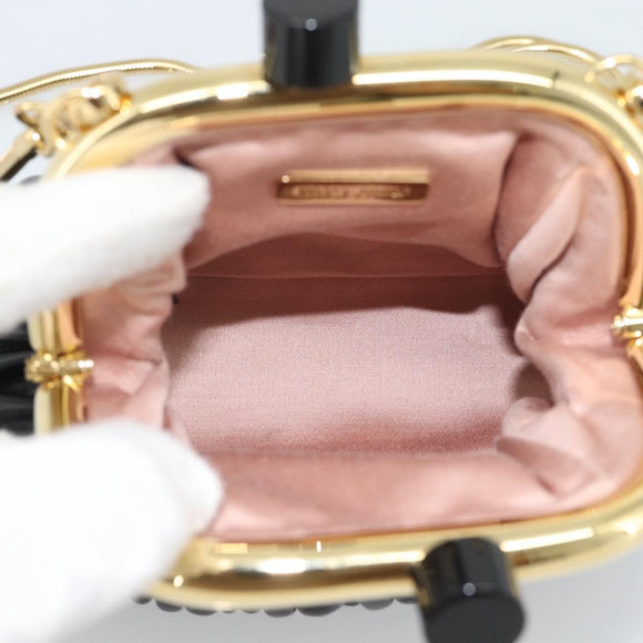 Miu Miu Bell Matelasse Chain Shoulder Bag Leather Black Gold Auth 184906SAM