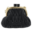 Miu Miu Bell Matelasse Chain Shoulder Bag Leather Black Gold Auth 184906SAM-13
