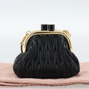 Miu Miu Bell Matelasse Chain Shoulder Bag Leather Black Gold Auth 184906SAM-12