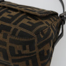 FENDI Zucca Canvas Mamma Baguette Shoulder Bag Black Brown Auth 184907SAM-15