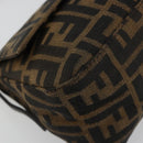 FENDI Zucca Canvas Mamma Baguette Shoulder Bag Black Brown Auth 184907SAM-16
