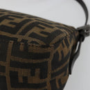 FENDI Zucca Canvas Mamma Baguette Shoulder Bag Black Brown Auth 184907SAM-17