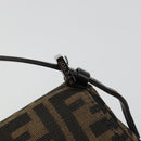 FENDI Zucca Canvas Mamma Baguette Shoulder Bag Black Brown Auth 184907SAM-8