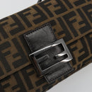 FENDI Zucca Canvas Mamma Baguette Shoulder Bag Black Brown Auth 184907SAM-19