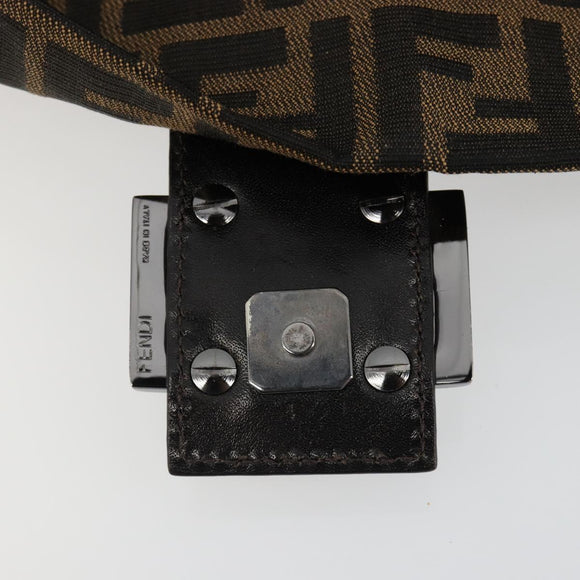 FENDI Zucca Canvas Mamma Baguette Shoulder Bag Black Brown Auth 184907SAM