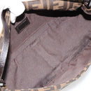 FENDI Zucca Canvas Mamma Baguette Shoulder Bag Black Brown Auth 184907SAM-10