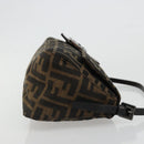 FENDI Zucca Canvas Mamma Baguette Shoulder Bag Black Brown Auth 184907SAM-3