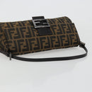 FENDI Zucca Canvas Mamma Baguette Shoulder Bag Black Brown Auth 184907SAM-7