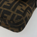 FENDI Zucca Canvas Mamma Baguette Shoulder Bag Black Brown Auth 184908SAM-15