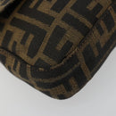 FENDI Zucca Canvas Mamma Baguette Shoulder Bag Black Brown Auth 184908SAM-16