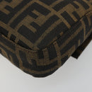 FENDI Zucca Canvas Mamma Baguette Shoulder Bag Black Brown Auth 184908SAM-17