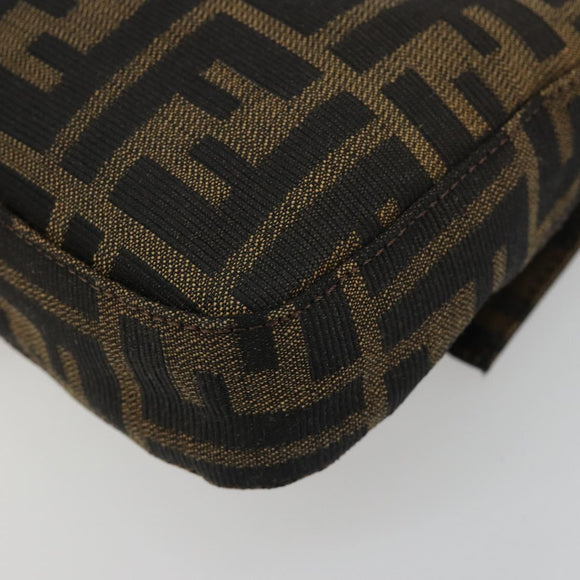 FENDI Zucca Canvas Mamma Baguette Shoulder Bag Black Brown Auth 184908SAM