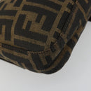 FENDI Zucca Canvas Mamma Baguette Shoulder Bag Black Brown Auth 184908SAM-18