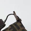 FENDI Zucca Canvas Mamma Baguette Shoulder Bag Black Brown Auth 184908SAM-8