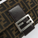 FENDI Zucca Canvas Mamma Baguette Shoulder Bag Black Brown Auth 184908SAM-19