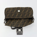 FENDI Zucca Canvas Mamma Baguette Shoulder Bag Black Brown Auth 184908SAM-20