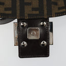 FENDI Zucca Canvas Mamma Baguette Shoulder Bag Black Brown Auth 184908SAM-9